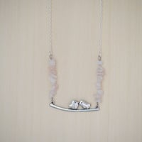 Rose Quartz Chip Love Birds Necklace - Thumbnail 1