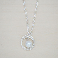 Birds Nest Glass Pearl Necklace - Thumbnail 1