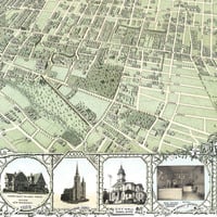 Oakland, California in 1900 - Bird's Eye View, Map, Aerial, Panorama, Vintage, Antique, Fine Art, Wall Art, History - Thumbnail 2