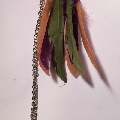 Chain necklace with feathers - Thumbnail 3
