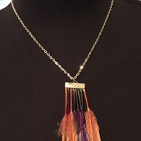 Chain Necklace with Feathers - Thumbnail 4