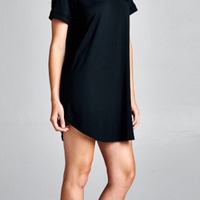 T-Shirt Dress w/Cuffed Sleeves - Thumbnail 2