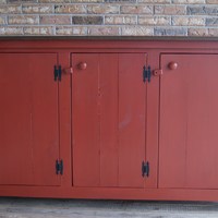 Rustic Buffet with primitive style.  Shabby Chic Finish.  3 door unit handmade in USA.  Solid Piece of furniture - Thumbnail 1
