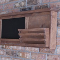 Rustic Chalkboard.  Magnetic Chalkboard in Rustic Reclaimed Frame.  Brass Key Holders and Shelf.