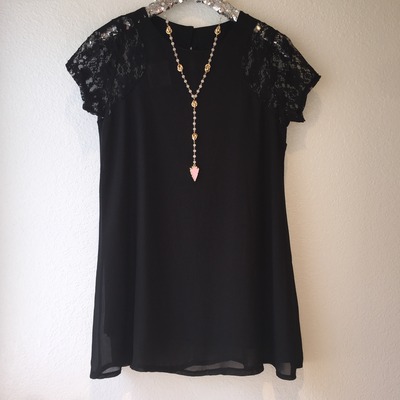 Black shift dress w/lace sleeves