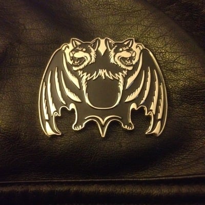 2 headed bat enamel pin