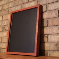 Chalkboard with rustic red frame.  Solid wood chalkboard.  Fired brick with glaze.