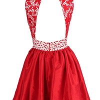 short homecoming dress, red homecoming dress, lace homecoming dress, prom dress for girls, party prom dress, evening dress, E192 - Thumbnail 2