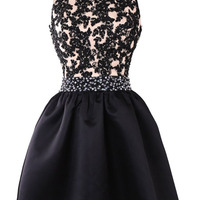 short homecoming dress, red homecoming dress, lace homecoming dress, prom dress for girls, party prom dress, evening dress, E192 - Thumbnail 4