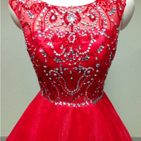 homecoming dress, red homecoming dress, cheap homecoming dress, homecoming for juniors, party prom dress, A-line tulle prom dress for girls, E187 - Thumbnail 2