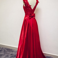 long prom dress, red prom dress, prom dress 2015, elegant prom dress, party prom dress, long evening dress, E280 - Thumbnail 2