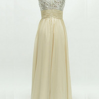 long prom dress, champagne prom dress, prom dress 2015, sequin prom dress, party prom dress, long evening dress, E281 - Thumbnail 2