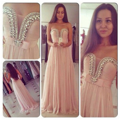 Long prom dress, light pink prom dress, prom dress 2015, chiffon prom dress, party prom dress, long evening dress, e282 - Thumbnail 5