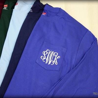 Monogrammed long sleeve pocket t-shirt