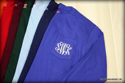 Monogrammed Long Sleeve Pocket T-Shirt