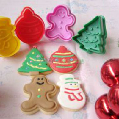 Cookie cutter stamp mold 4pcs christmas series pie crust cutter set