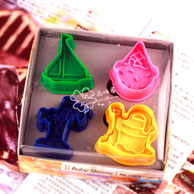 Cookie cutter stamp mold 4pcs beach summer series pie crust cutter set