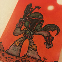 9x12" Star Wars Boba Fett Acrylic Hand Paining on canvas  - Thumbnail 1
