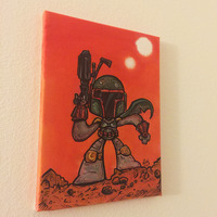 9x12" Star Wars Boba Fett Acrylic Hand Paining on canvas  - Thumbnail 2