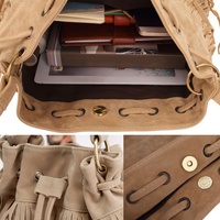 Faux Suede Fringe Bag - Thumbnail 2