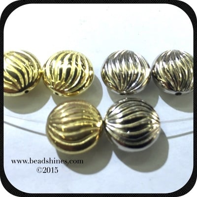 Textured flat metallic resin beads (100pcs) 10mm x 8mm
