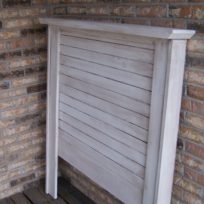 White shabby chic rustic twin headboard.  .  would make a great kids bed.