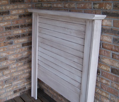 White shabby chic rustic twin headboard.  .  would make a great kids bed.