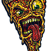 LARGE PIZZA FACE full color shaped vinyl sticker - Thumbnail 1