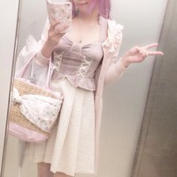 Larme Beige Plaid Skirt - Thumbnail 2