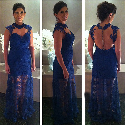 long prom dress, lace prom dress, blue prom dress, corset back prom dress, party prom dress, long evening dress, E313