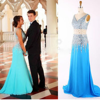 2015 popular prom dress, long prom dress, sparkle prom dress, sexy blue prom dress, party prom dress, evening dress, E319  - Thumbnail 4