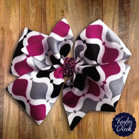 Black/Grey/Raspberry Bow