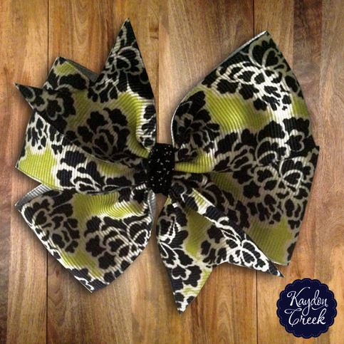 Black/Lime Floral Bow