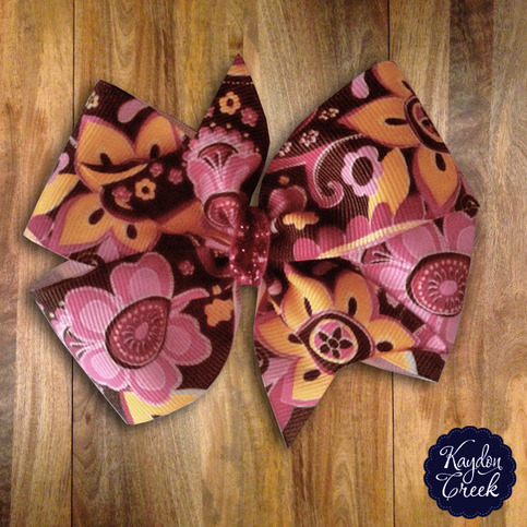 Raspberry Orange Floral Bow