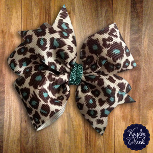 Teal Leopard Bow