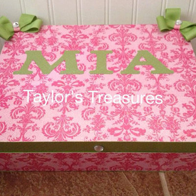 Taylors treasures - personalized custom wooden memory box - photo box - any patterns/colors