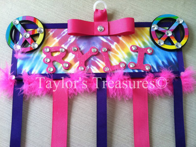 Taylors Treasures - Hair Bow Holder - Tye Dye Peace - Any Color/Any Name