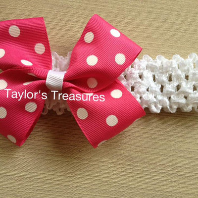 Taylors treasures - 4" polka dot headband - can be customized