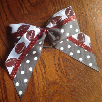 Grey Dots, Footballs, and Glitter Red