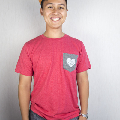 Adopteen heart contrast pocket tee - red/grey