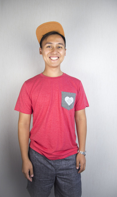 Adopteen Heart Contrast Pocket Tee - Red/Grey