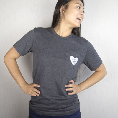 Adopteen heart contrast pocket tee - charcoal