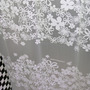 WHITE FLOWER Pattern Transparent & White Color Waterproof Shower Curtain Set - Thumbnail 1