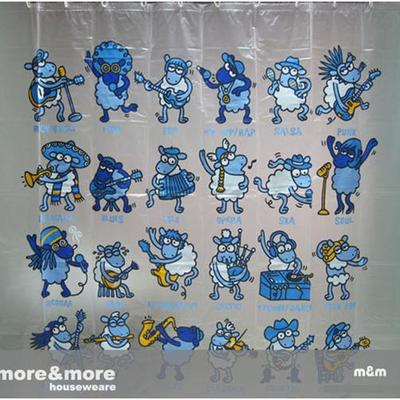 Kukuxumusu character blue color 180 x 180 cm waterproof shower curtain set