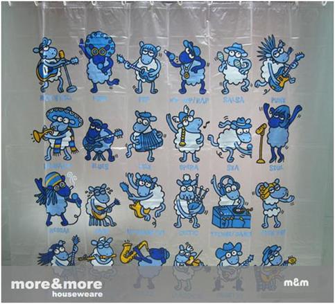 Kukuxumusu Character Blue Color 180 x 180 cm Waterproof Shower Curtain Set