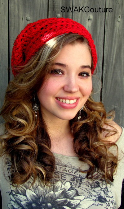 100% cotton slouchy hat - red or choose your color