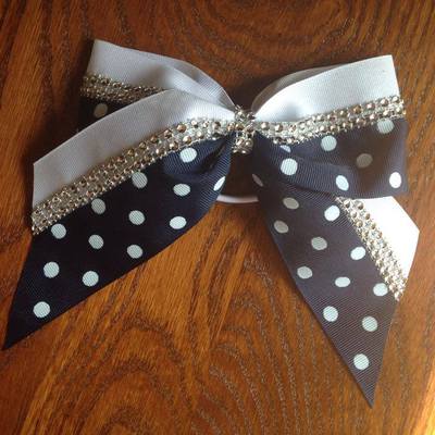 Navy dots, glitter white, and rhinestones