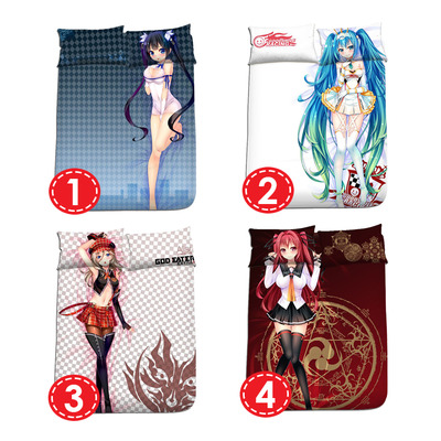 Brand new japanese anime design bed blanket with two regular pillow covers