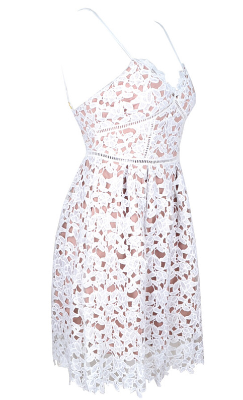 White Lace dress with nude underlining