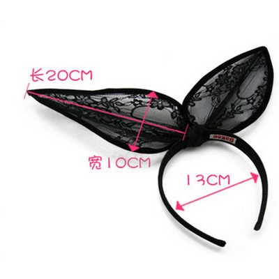Rabbit ear black lace wedding bridal party christmas headband hair band